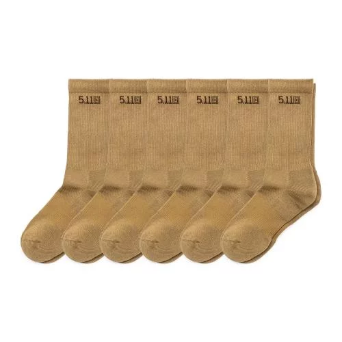 5.11 НОСКИ ТАКТИЧЕСКИЕ DUTY READY BASIC CREW SOCKS 6 ПАР US DARK COYOTE 10049-389