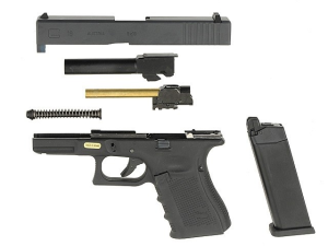 WE ПИСТОЛЕТ GLOCK 19 GEN4. METAL GREEN GAS BLK/TAN HS2039