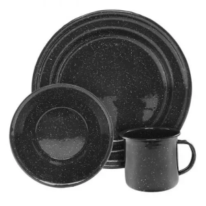MIL-TEC НАБОР ПОСУДЫ WESTERN DISHES ENAMELLED 12 PCS BLACK 14678002
