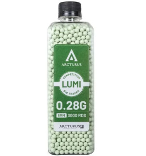 ARCTURUS СТРАЙКБОЛЬНІ КУЛІ RS LUMI BIO TRACER MATCH GRADE 0.28G BBS 3000 PIECES BOTTLE GREEN 34209