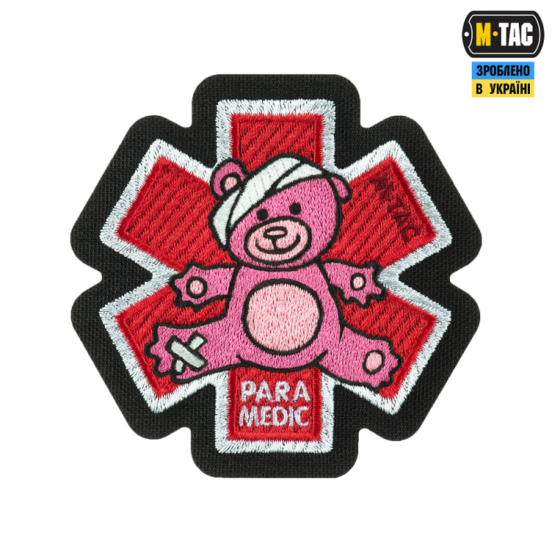 M-TAC НАШИВКА PARAMEDIC ВЕДМІДЬ (ВЫШИВКА) PINK/BLACK