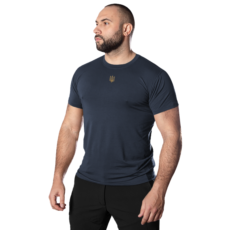 CAMO-TEC MODAL ФУТБОЛКА С ПРИНТОМ ЗОЛОТОЙ ТРЕЗУБЕЦ DARK NAVY BLUE 8877