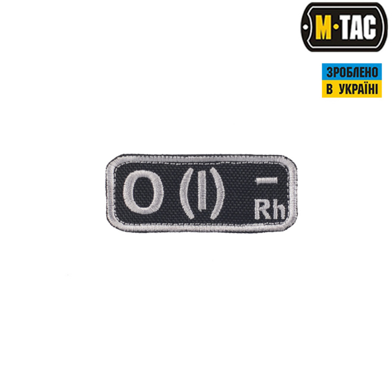 M-TAC НАШИВКА ГРУППА КРОВИ O(I) RH- ЧЕРНО-СЕРАЯ
