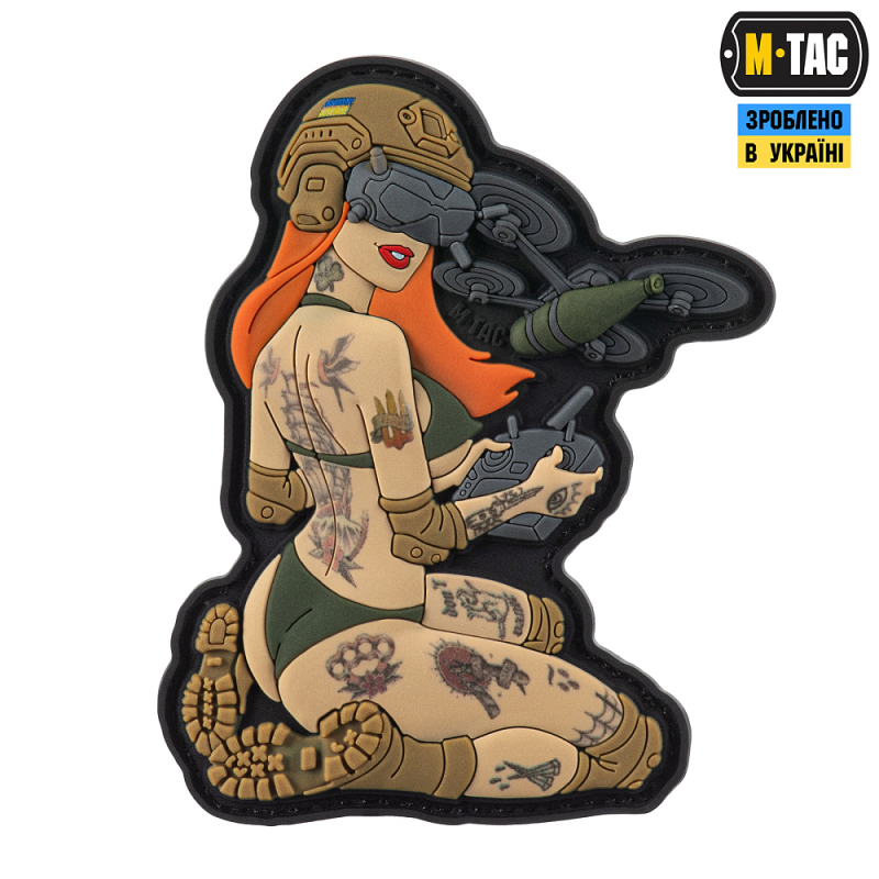 M-TAC НАШИВКА TACTICAL GIRL №6 PVC REDHEAD HOOLIGAN OLIVE V1