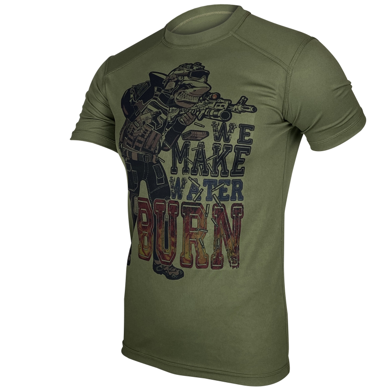 KRAMATAN TACTICAL DESIGN ФУТБОЛКА А-АКУЛА WE MAKE WATER BURN OLIVE