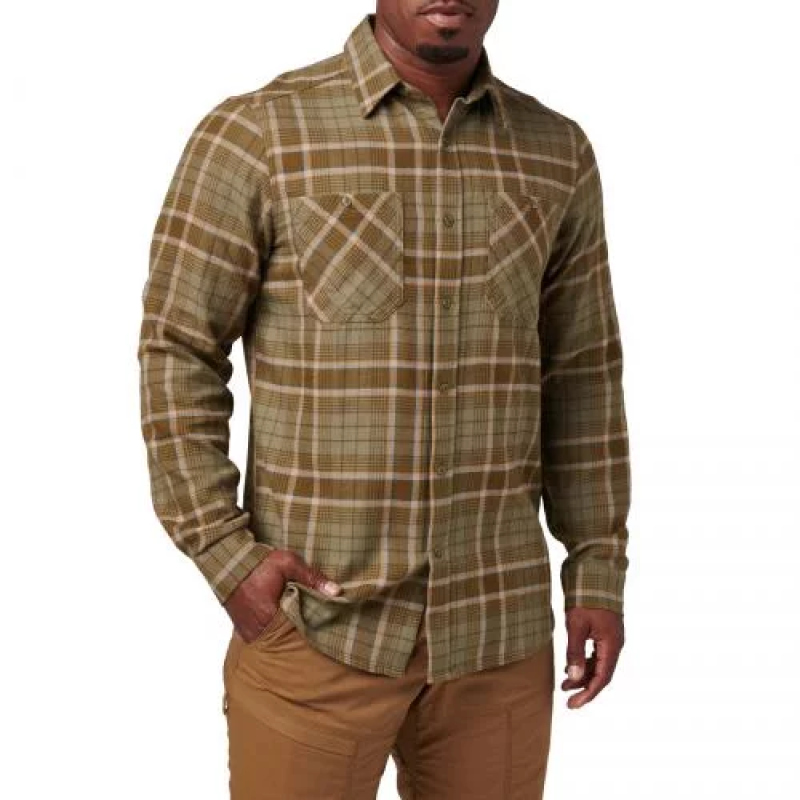 5.11 РУБАШКА SILVERWOOD FLANNEL PLAID LONG SLEEVE SHIRT TANK GREEN PLAID 72173-607