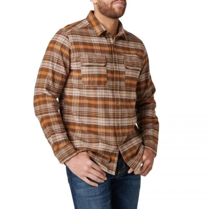 5.11 СОРОЧКА LESTER FLANNEL PLAID LONG SLEEVE SHIRT DARK EARTH PLAID 72532-1039
