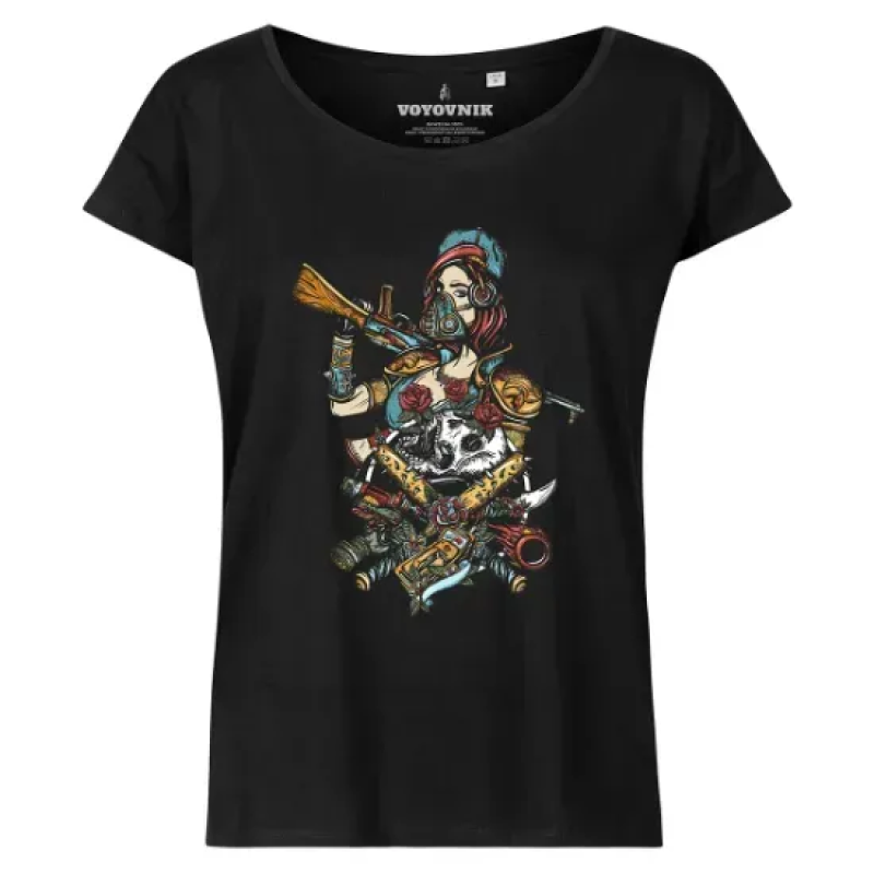 VOYOVNIK ЖІНОЧА ФУТБОЛКА SNIPER OF APOCALYPSE & ROSES BLACK 29339