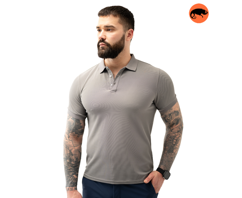 CHAMELEON POLO SHIRT CASUAL DARK GREY MW 8818-3