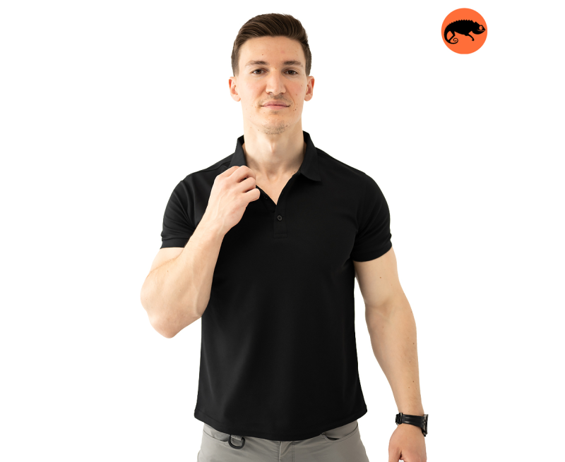 CHAMELEON ФУТБОЛКА POLO SHIRT CASUAL BLACK MW 8818-1