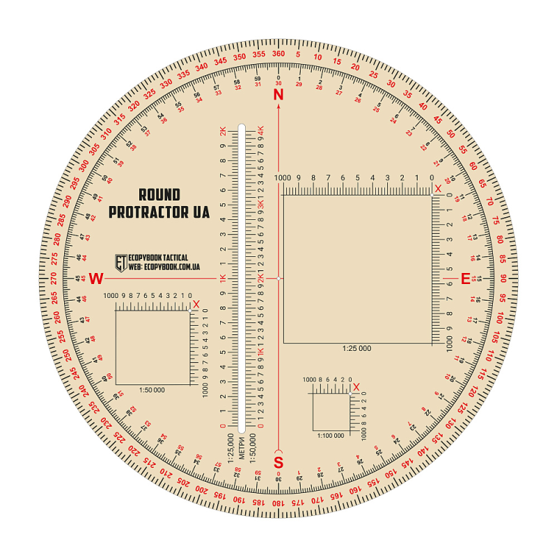 ECOPYBOOK TACTICAL ЛІНІЙКА PROTRACTOR UA КРУГЛА 130 ММ