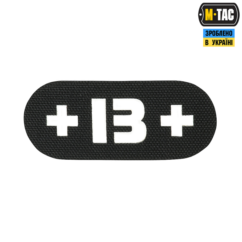 M-TAC НАШИВКА ГРУПА КРОВІ +B+ НАСКРІЗНА LASER CUT BLACK