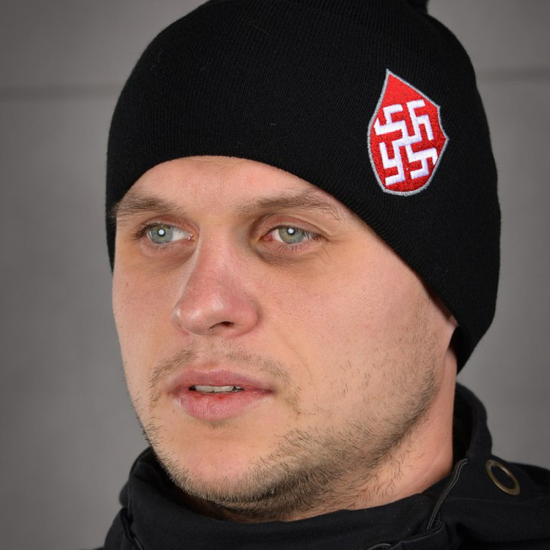 SVASTONE ШАПКА В'ЯЗАНА ПЕРУНІВ ЦВІТ ЧОРНА