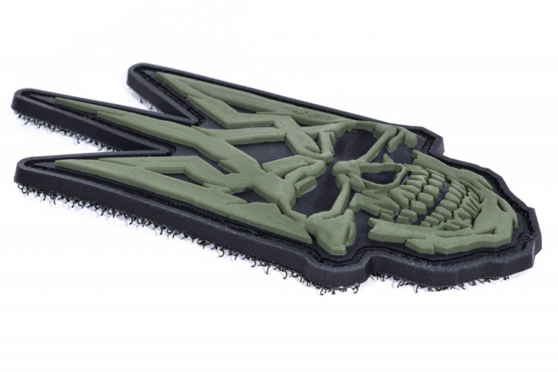 R3ICH НАШИВКА ТРИЗУБ SKULL ОЛИВА