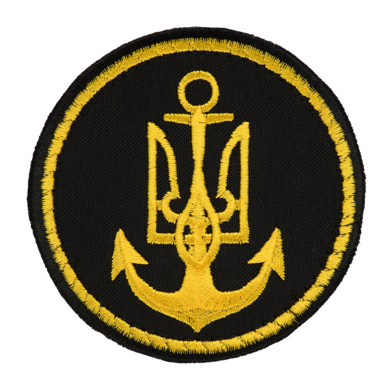 НАШИВКА ВМС УКРАЇНИ КРУГЛАЯ ЧЕРНАЯ