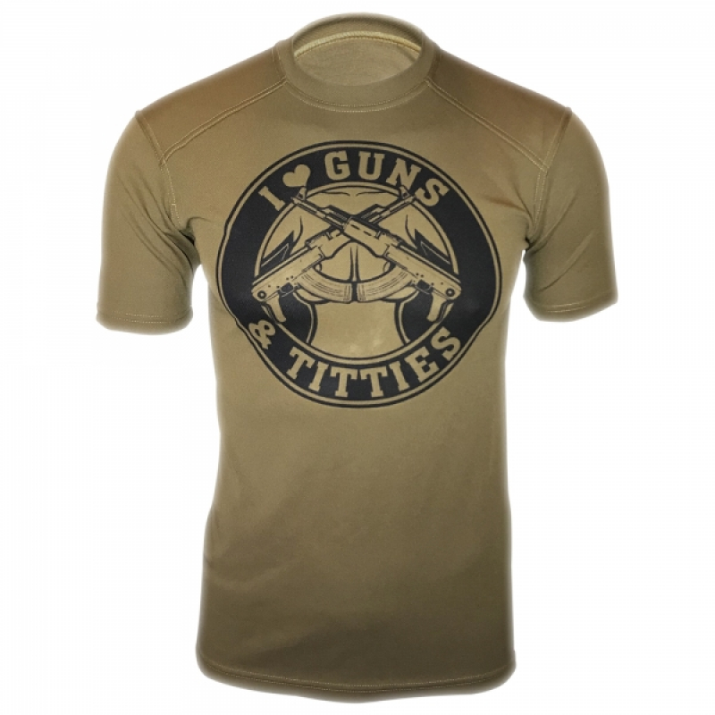 KRAMATAN TACTICAL DESIGN ФУТБОЛКА I LOVE GUNS & TITTIES COOLMAX COYOTE