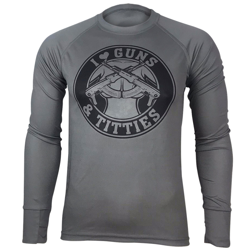KRAMATAN TACTICAL DESIGN ЛОНГСЛІВ I LOVE GUNS & TITTIES COOLMAX GREY