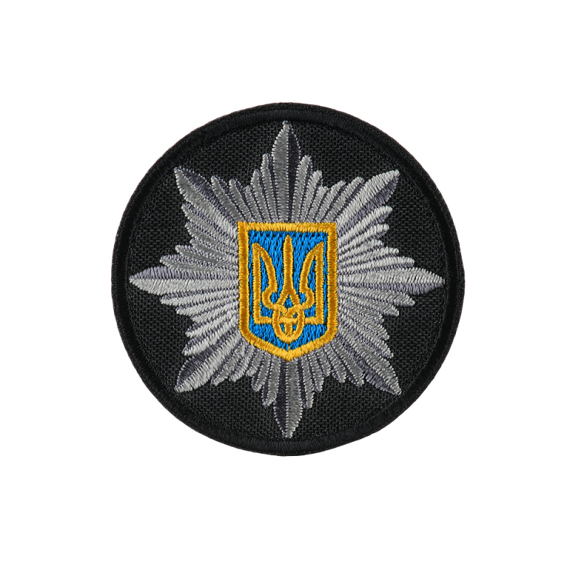 КОКАРДА ПОЛИЦИЯ КРУГЛАЯ 5 СМ НА ЛИПУЧКЕ ЧЕРНАЯ (ТИП 2)