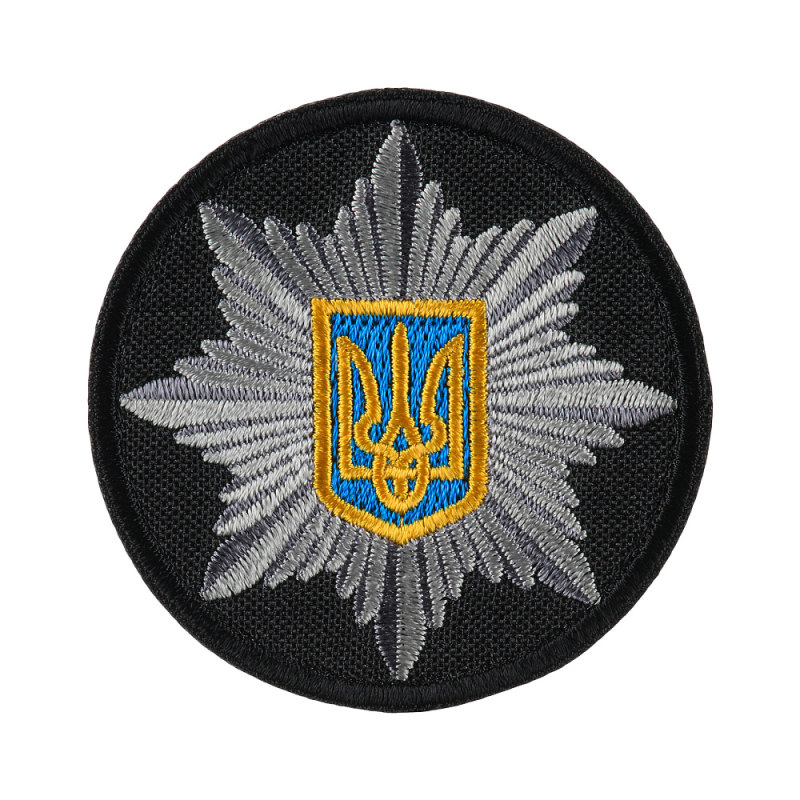 КОКАРДА ПОЛИЦИЯ КРУГЛАЯ 6 СМ НА ЛИПУЧКЕ ЧЕРНАЯ (ТИП 2)