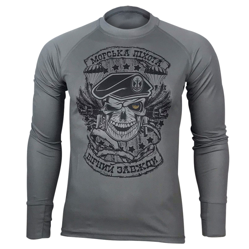 KRAMATAN TACTICAL DESIGN ЛОНГСЛИВ МОРСЬКА ПІХОТА: ВІРНИЙ ЗАВЖДИ COOLMAX GREY