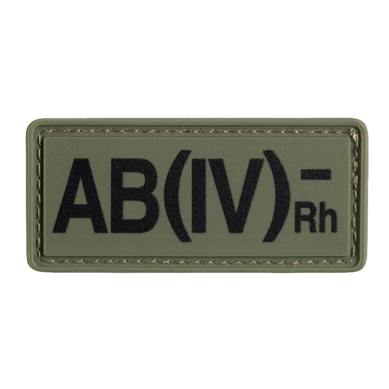 НАШИВКА ГРУПА КРОВІ AB(IV) RH(-) PVC 25Х60 OLIVE