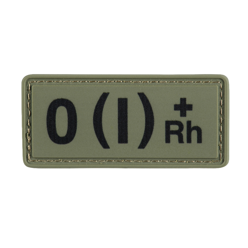 НАШИВКА ГРУППА КРОВИ O(I) RH(+) PVC 25Х60 OLIVE