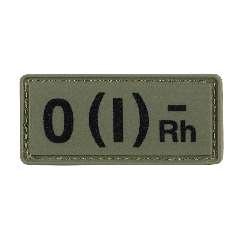 НАШИВКА ГРУППА КРОВИ O(I) RH(-) PVC 25Х60 OLIVE