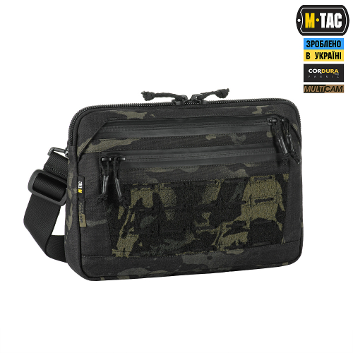 M-TAC СУМКА ADMIN BAG MEDIUM ELITE З ЛИПУЧКОЮ MULTICAM BLACK/BLACK