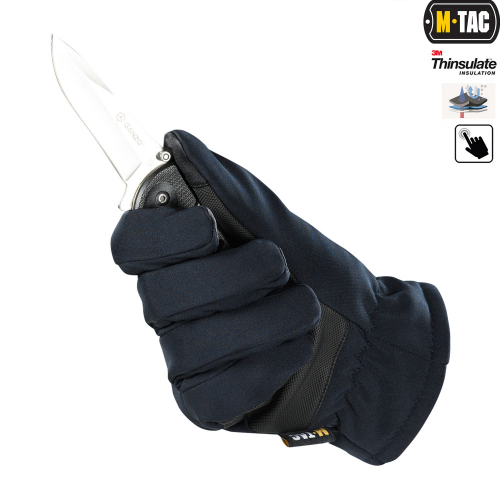 M-TAC РУКАВИЧКИ SOFT SHELL THINSULATE NAVY BLUE