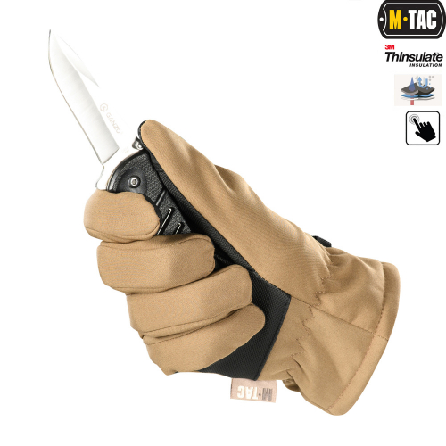 M-TAC РУКАВИЧКИ SOFT SHELL THINSULATE COYOTE BROWN