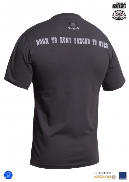 P1G-TAC ФУТБОЛКА BORN TO HUNT FORCED TO WORK GRAPHITE UA281-29891-GT-HG