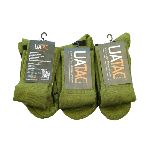 UATAC КОМПЛЕКТ ТРЕККИНГОВЫЕ ДЕМИСЕЗОННЫЕ НОСКИ 3 ПАРЫ OLIVE 936360
