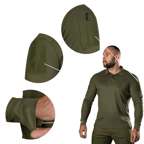 CAMO-TEC ПОЛО ARMY ID LONG COOLPASS PIQUE LT OLIVE 8291