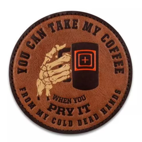 5.11 TACTICAL НАШИВКА COLD DEAD HANDS COFFEE LEATHER PATCH 92185-108