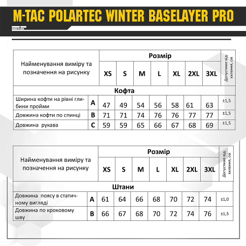 M-TAC ТЕРМОШТАНИ POLARTEC WINTER BASELAYER PRO BLACK