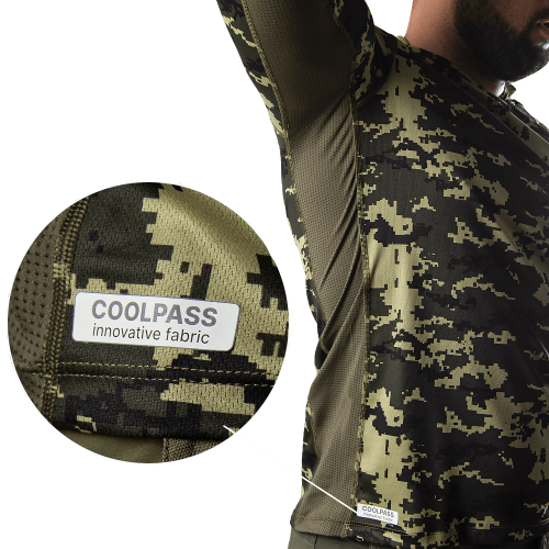 CAMO-TEC ЛОНГСЛИВ CHITON AIR HOOD PIXEL GREEN 8063