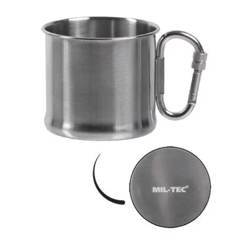 MIL-TEC КРУЖКА НЕРЖАВЕЮЩАЯ STAINLESS STEEL KARABINER CUP 500 ML STEEL 14607900