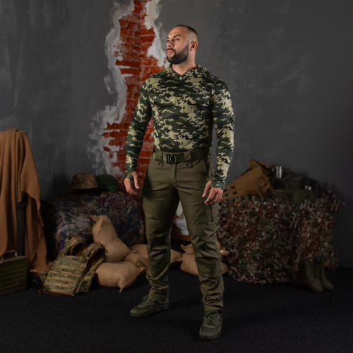 CAMO-TEC ЛОНГСЛИВ CHITON AIR HOOD PIXEL GREEN 8063