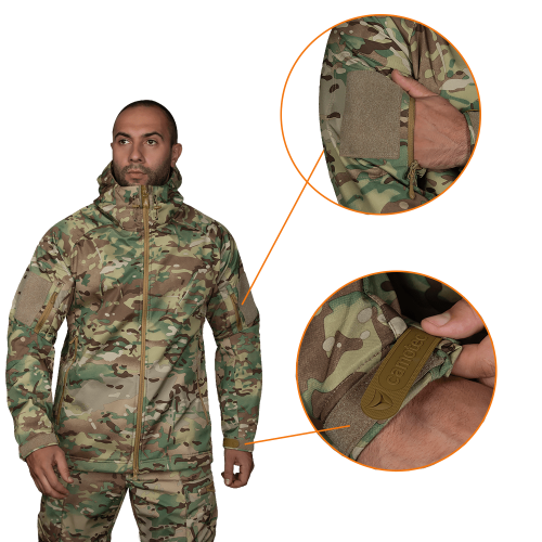 CAMO-TEC КОМПЛЕКТ SOFTSHELL КОСТЮМ+БЕЙСБОЛКА MULTICAM 8358