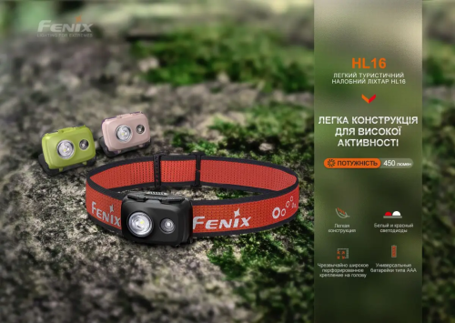 FENIX НАЛОБНИЙ ЛІХТАР HL16 AAA BLACK 31698