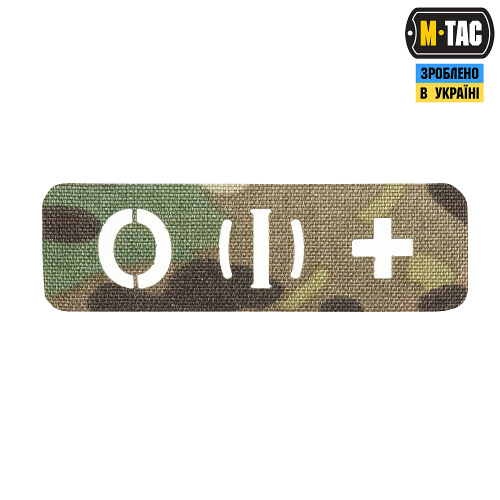 M-TAC НАШИВКА ГРУПА КРОВІ O (I) + НАСКРІЗНА LASER CUT 25Х80 MULTICAM
