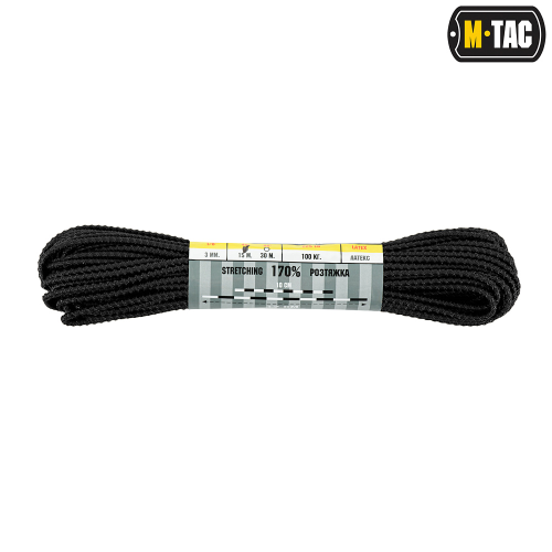 M-TAC ПАРАКОРД SHOCK-CORD 3MM DRAGON SKIN BLACK 15М