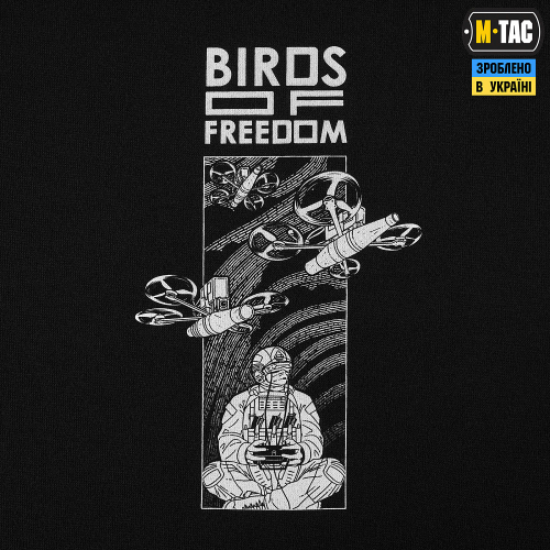 M-TAC ФУТБОЛКА BIRDS OF FREEDOM COTTON HARD BLACK
