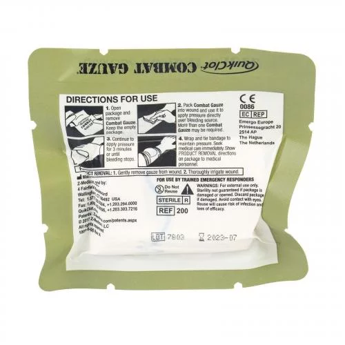 NORTH AMERICAN RESCUE БИНТ ГЕМОСТАТИЧЕСКИЙ QUIKCLOT COMBAT GAUZE 30-0039