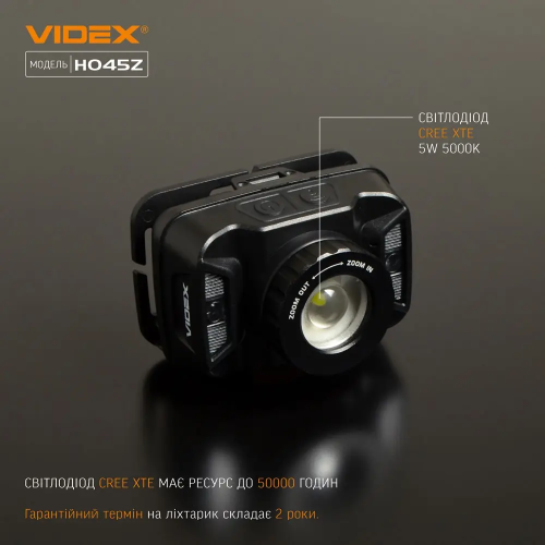 VIDEX НАЛОБНЫЙ ФОНАРЬ VLF-H045Z 27309