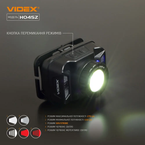 VIDEX НАЛОБНЫЙ ФОНАРЬ VLF-H045Z 27309