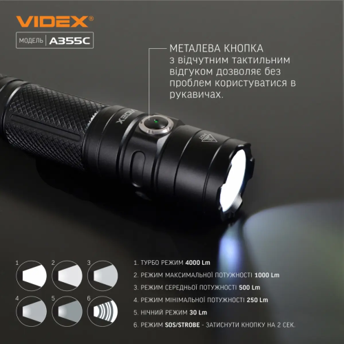 VIDEX ПОРТАТИВНИЙ ЛІХТАР VLF-A355C 26658