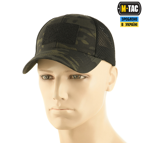 M-TAC БЕЙСБОЛКА ТАКТИЧНА З СІТКОЮ MULTICAM BLACK