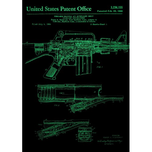 P1G-TAC ФУТБОЛКА M16/AR15 RIFLE LEGEND NIGHTGLOW SERIES UA281-29891-GT-M16-NG