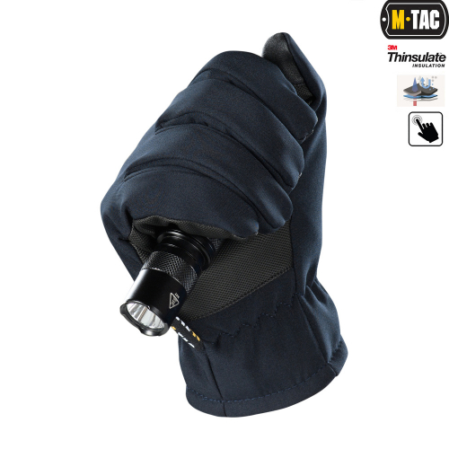 M-TAC РУКАВИЧКИ SOFT SHELL THINSULATE NAVY BLUE